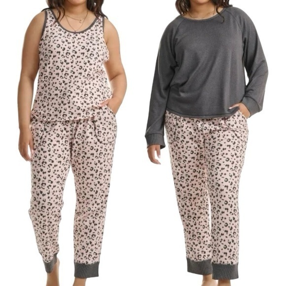 Karen Neuburger Live Love Lounge 3 pc Lounge Set  XXL Pink Heather Animal Print - Picture 1 of 8